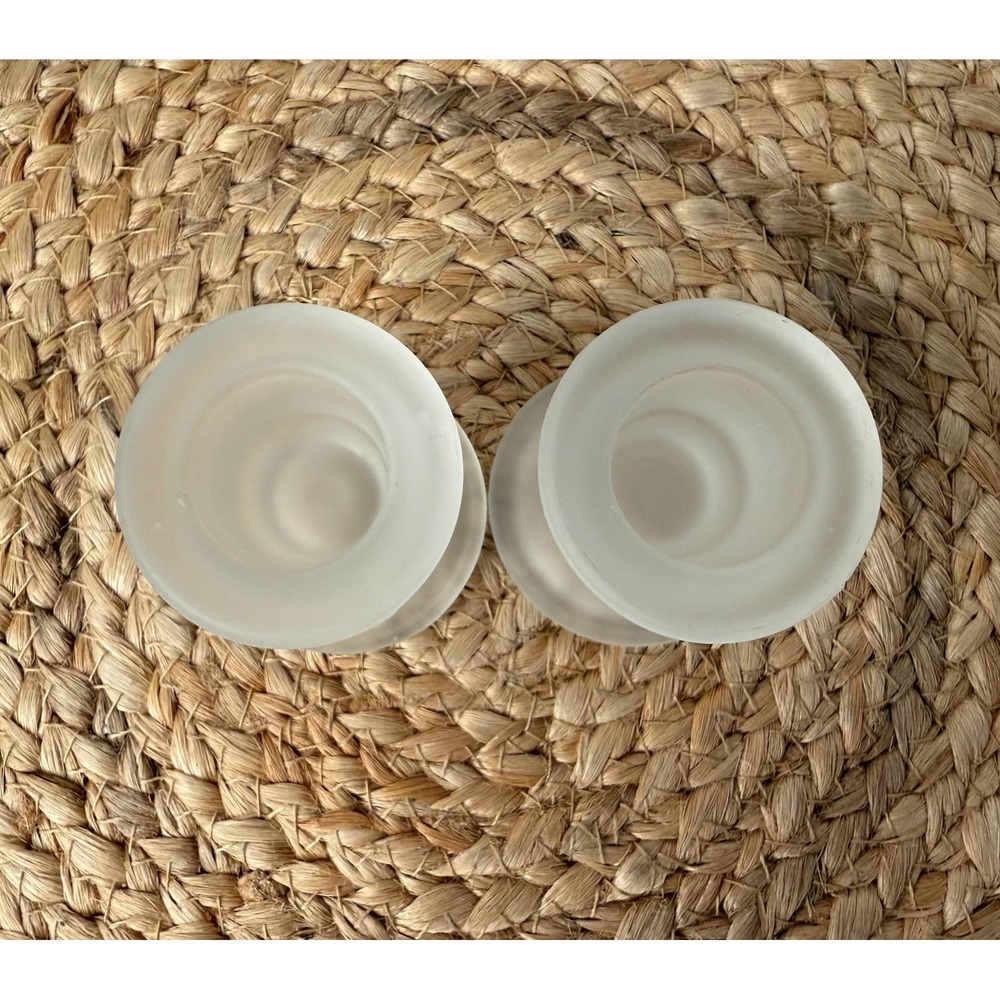 Frosted glass candle holders, vintage Art Deco, set of two - Picture 4 of 7